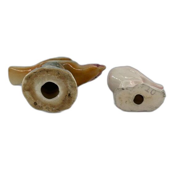 Vintage Porcelain Blue 5" H x 5"D x 1 1/2" W  Pink Bird 2 1/4"x 3 1/4"x 1 1/2" W - Picture 5 of 6